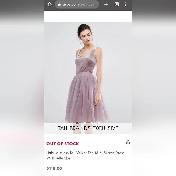 Little Mistress Tall Velvet Top Mini Skater Dress With Tulle Skirt - Picture 2 of 7